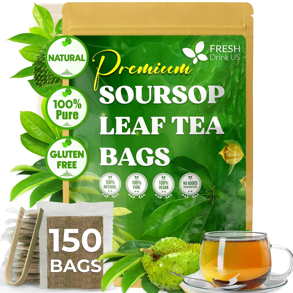 40 Premium Soursop Graviola Leaf Tea Bags, 100% Natural and Pure from Soursop Leaves, Handmade, Made With Natural Materials-Corn Fiber Tea Bag, Sugar/Caffeine/Gluten Free, Hoja Guanabana Tea