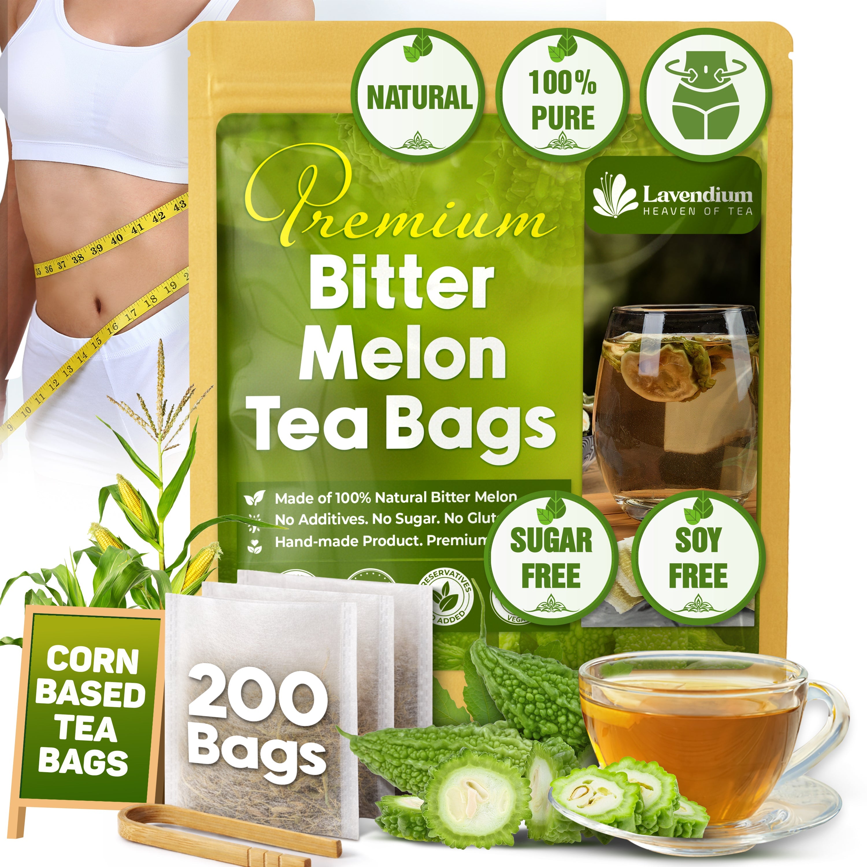 Bitter Melon Tea Bags, 100% Natural, Pure Bitter Melon. Bitter Melon Herbal Tea. Bitter Melon Fruit Tea. No Sugar, No Caffeine, No Gluten, Vegan