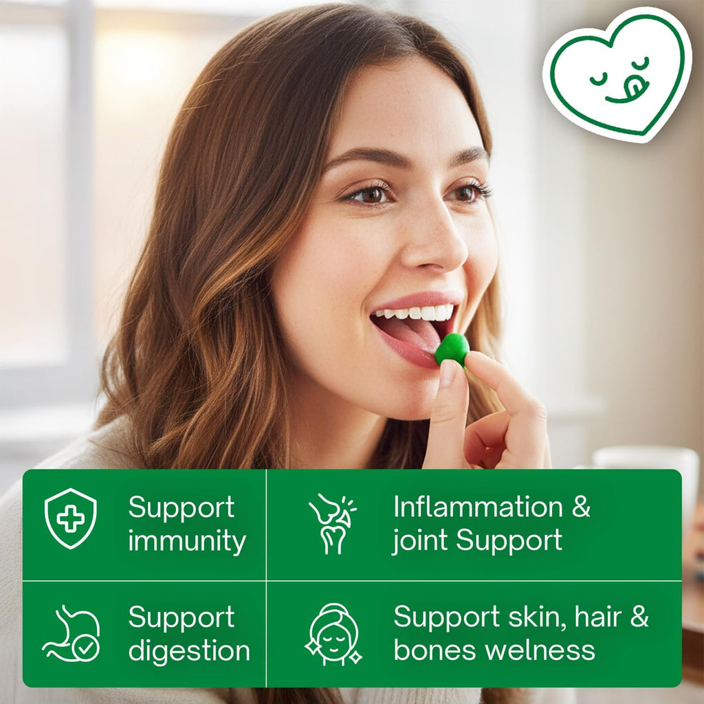 Moringa Gummies with Ginger, Turmeric & Probiotics | Vegan, Sugar-Free Chewables| Plant-Based Pectin Formula with Vitamin C