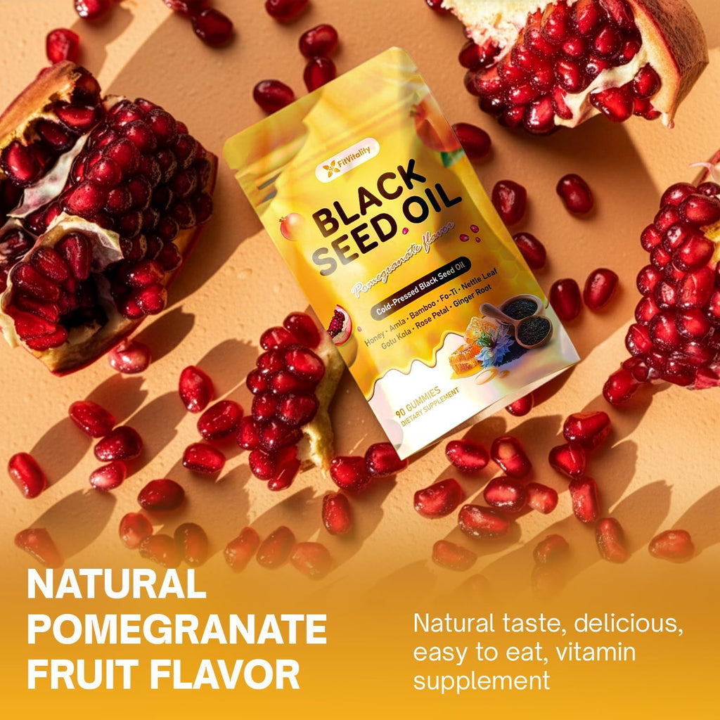 Black Seed Oil Gummies | Hair, Skin & Nail Nourishment | Pomegranate Flavor