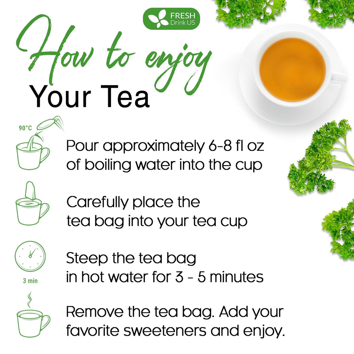 Premium Parsley Leaf Tea Bags, 100% Natural & Pure from Parsley Leaves.
