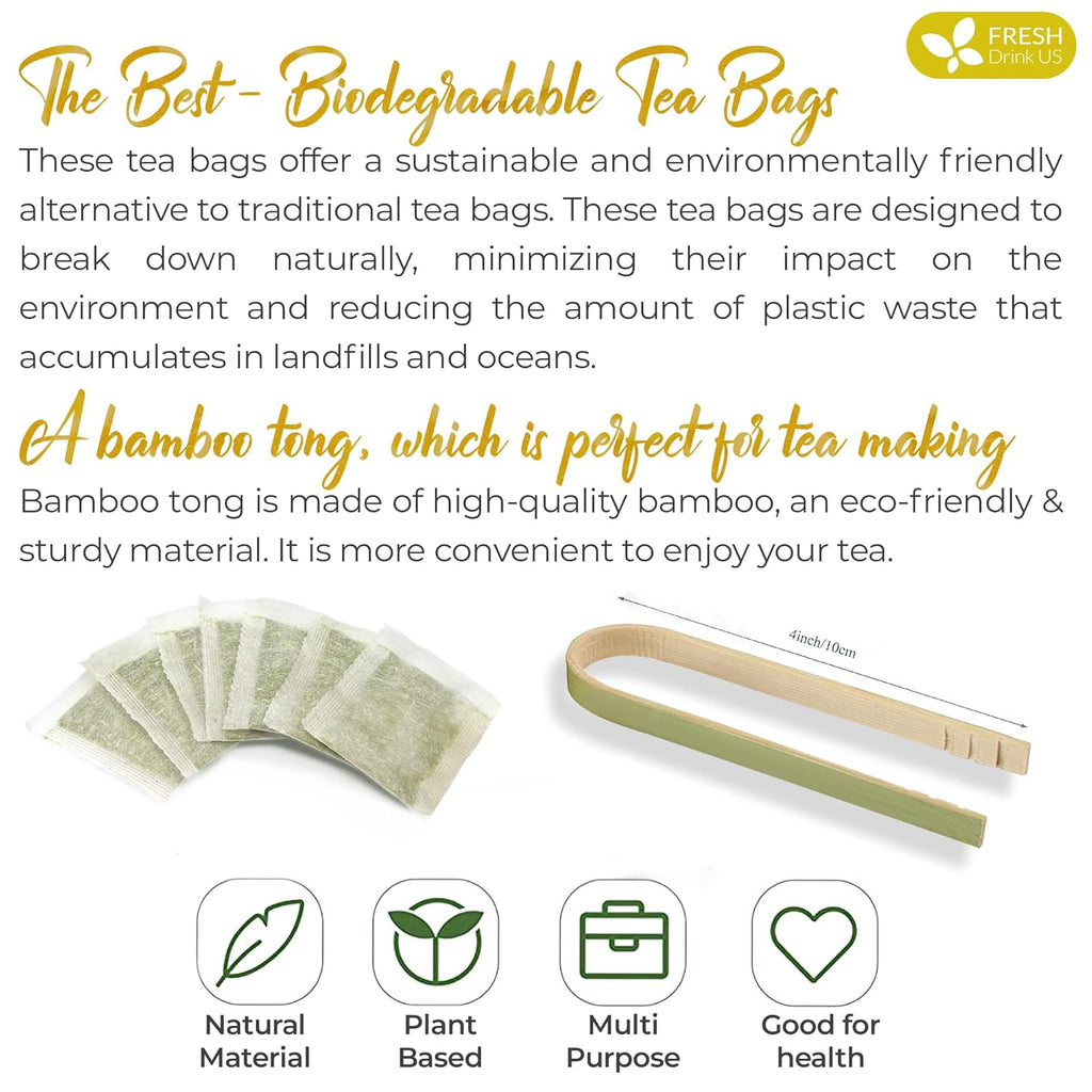 Premium Lemon Ginger Tea Bag, Eco-conscious Tea Bags. Lemon Ginger Herbal Tea. No Sugar, No Caffeine, No Gluten, Vegan.