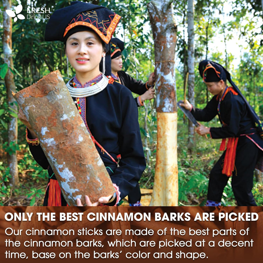 Cinnamon Sticks, Whole Sticks, 100% Natural & Pure Cinnamon Inner Bark, Raw Cinnamon Spice Flavor & Strong Aroma, Cinnamon Spice Herbal Tea, Perfect for Warm Beverages, No Additives, Vegan