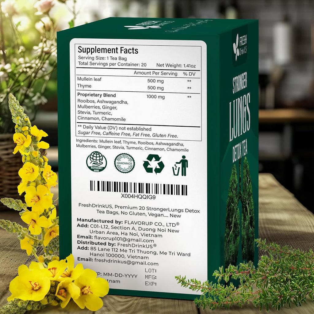 StrongerLungs Tea Bags - Supports Lung Cleanse, Congestion Relief & Mucus Detox