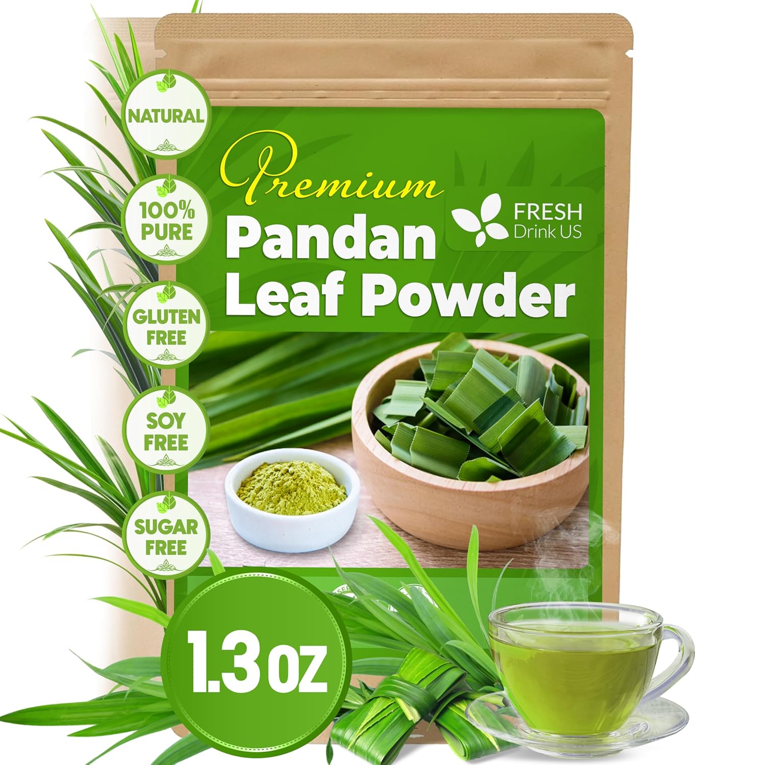 Natural Pandan Leaves Dried, Pandan Leaf Powder, 100% Pure Dried Pandan Leaves, Pandan Leaf Tea, No Additives, No Caffeine, Vegan