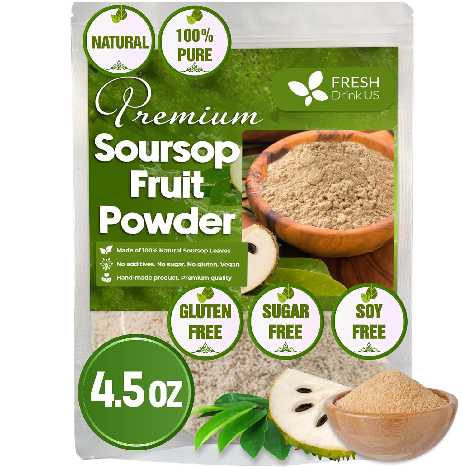 Premium Soursop Graviola Fruit Tea Bags, Tea Powder, 100% Natural and Pure from Soursop Fruits, Handmade, Made With Natural Materials-Corn Fiber Tea Bag, Sugar/Caffeine/Gluten Free, Hoja Guanabana Tea
