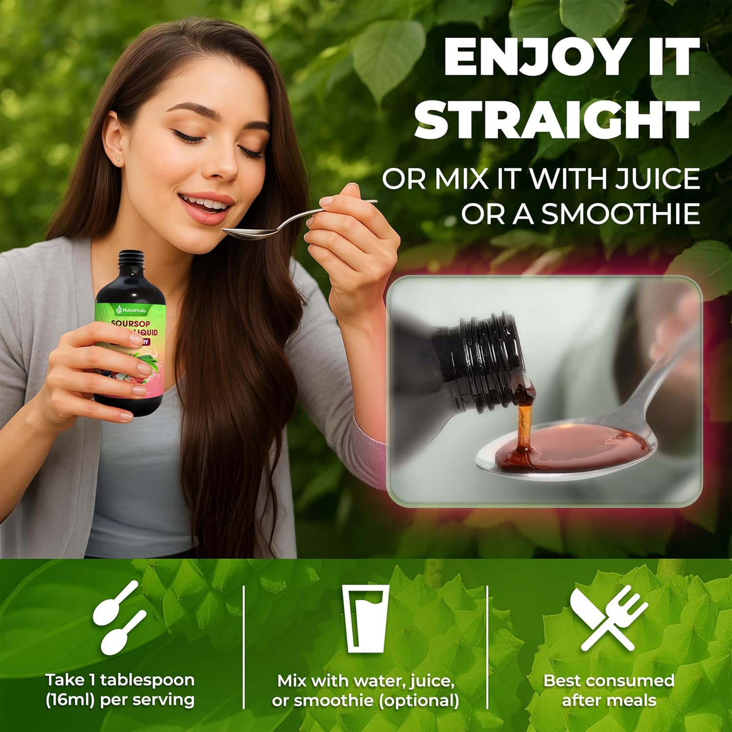 Soursop Bitters Liquid – Herbal Daily Wellness Formula with Soursop, Ginger, Turmeric & Black Seed Mixed Berry Flavor