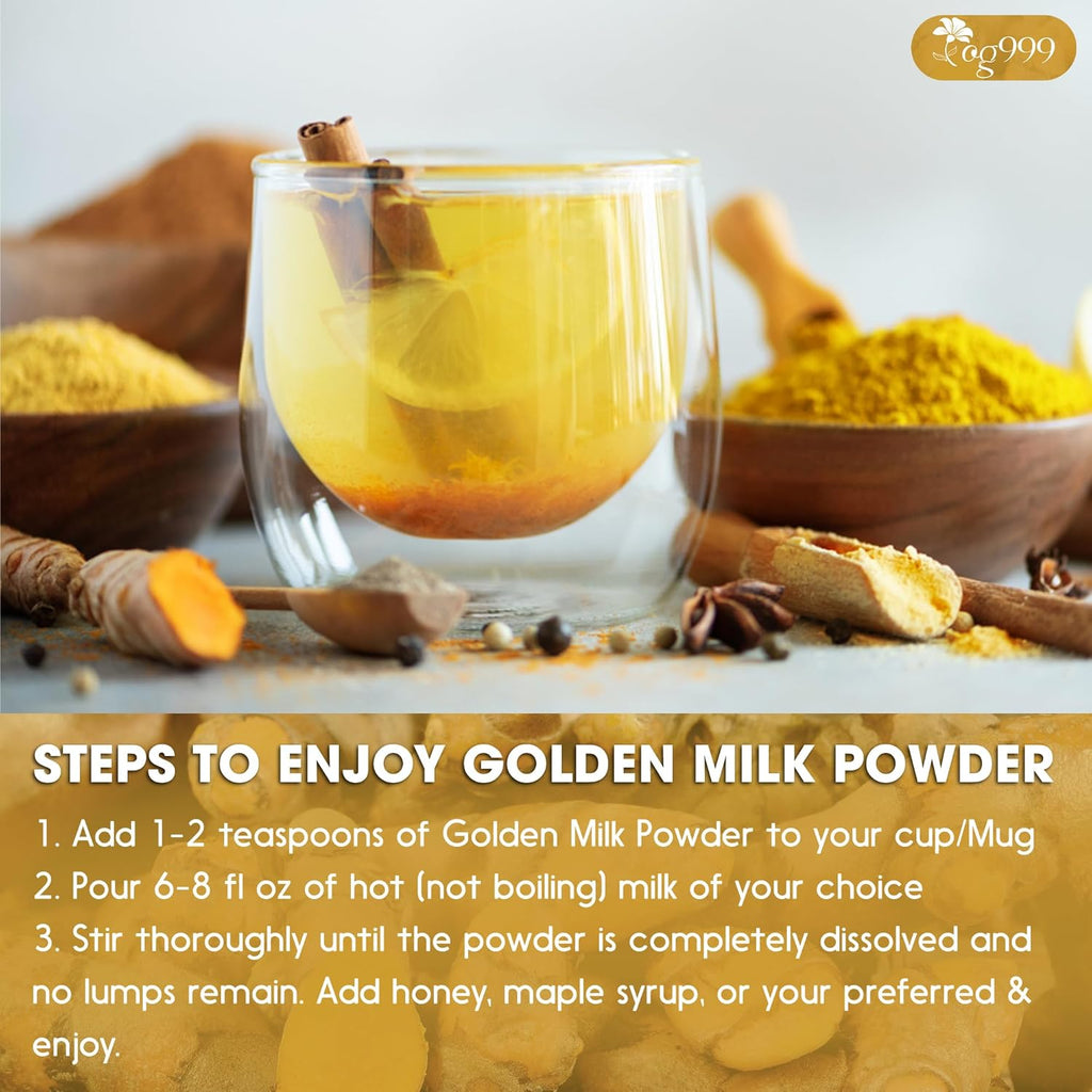 Premium Golden Milk Powder - Turmeric, Cinnamon, Ginger & Black Pepper – Natural Spice Blend for Lattes, Smoothies & Baking