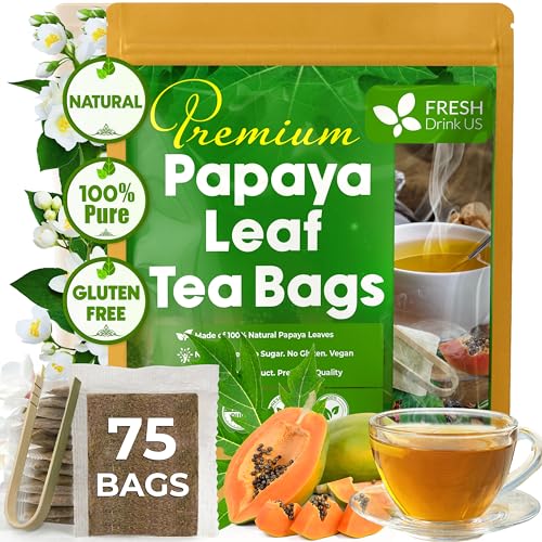 Premium Papaya Leaf Tea Bags, Made with Natural Material Tea Bags. No Sugar, No Caffeine, No Gluten, Vegan.