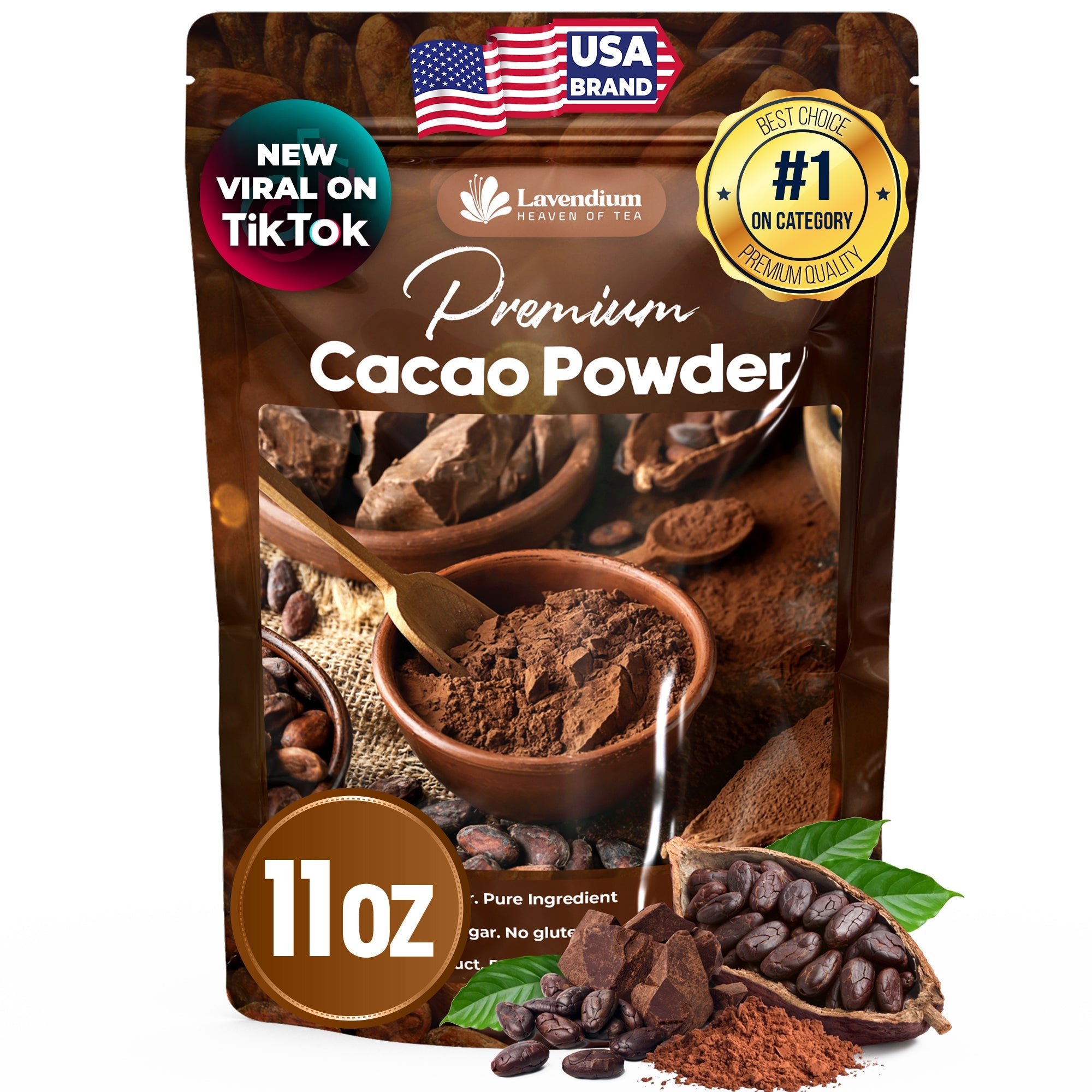 Cacao Powder, 25oz (1.56 lbs), 100% Natural & Pure, Unsweetened, Rich Chocolate Flavor, Perfect for Baking & Smoothies