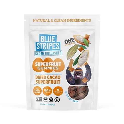 Blue Stripes Dried Cacao Superfruit Gummies, 3.2Oz