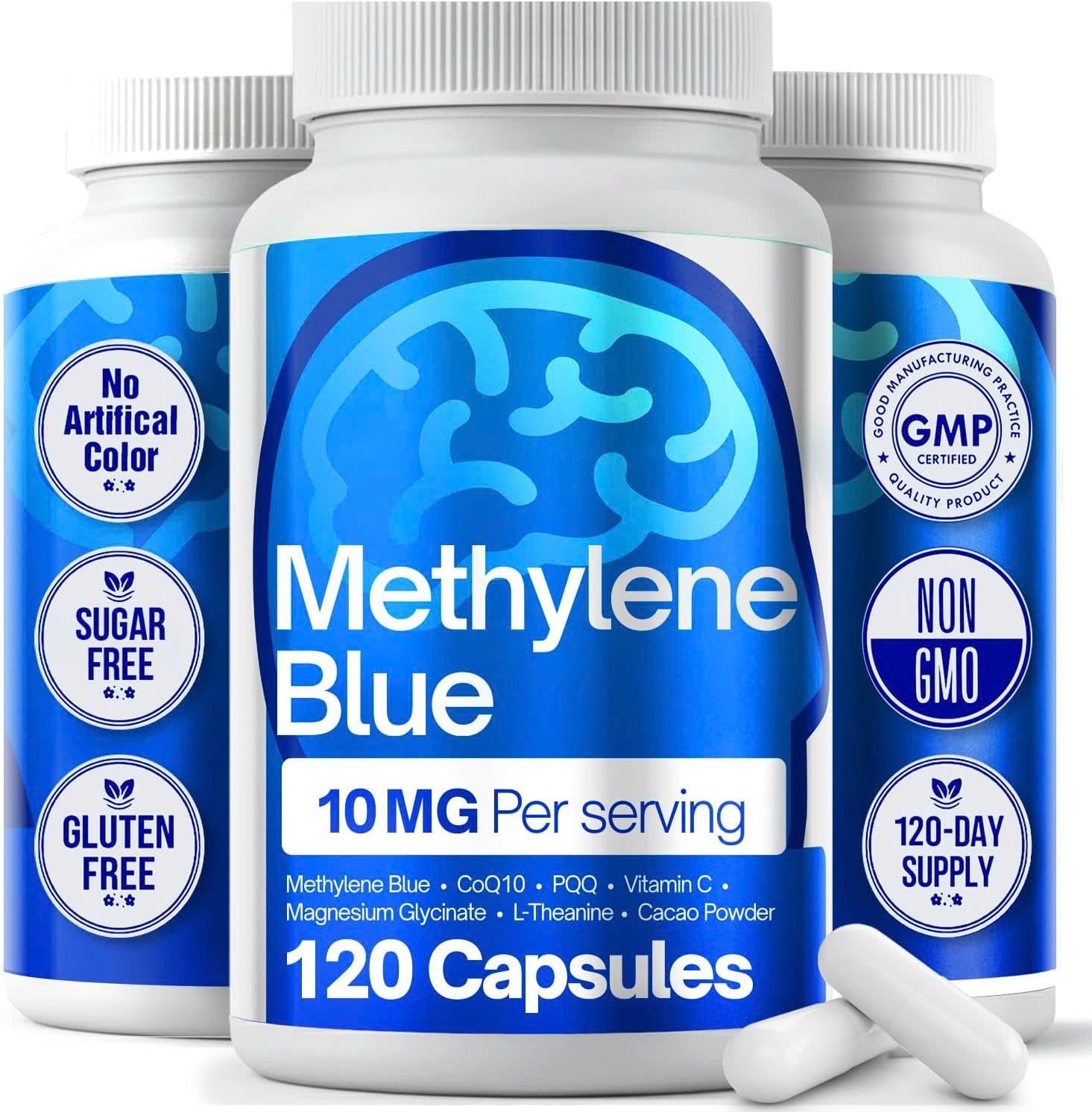 Methylene Blue Capsules - Natural Cacao and Vitamin C Ester for Added Support